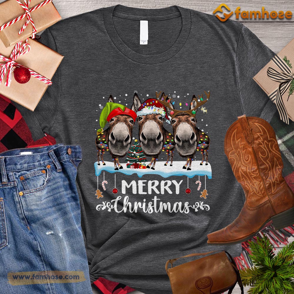 Christmas Donkey T-shirt, Merry Christmas Gift For Donkey Lovers, Donkey Farm, Donkey Tees