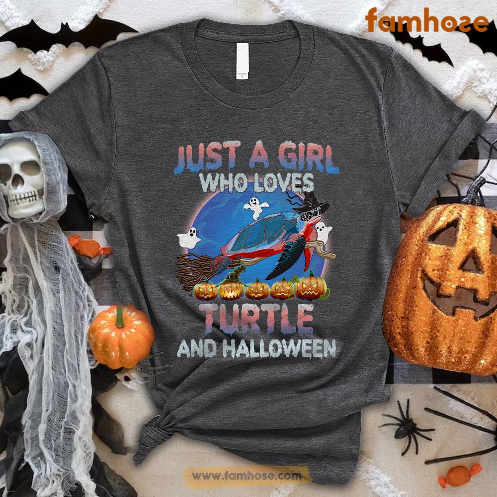 Turtle Halloween T-shirt, Just A Girl Who Loves Turtle And Halloween Halloween Gift For Turtle Lovers, Turtle Owners