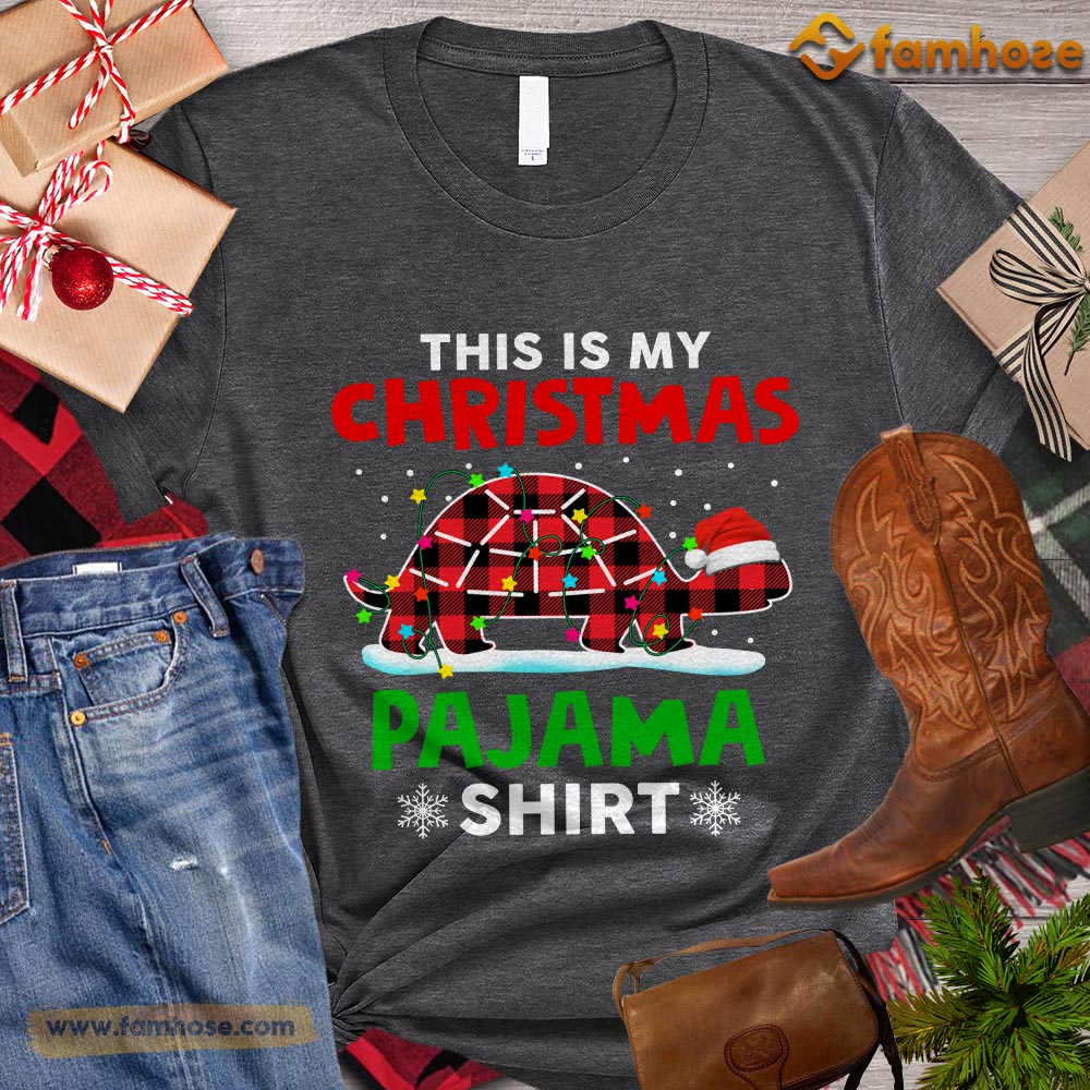 Christmas Turtle T-shirt, This Is My Christmas Pajama Shirt Turtle With Santa Hat Gift For Turtle Lovers, Turtle Owners