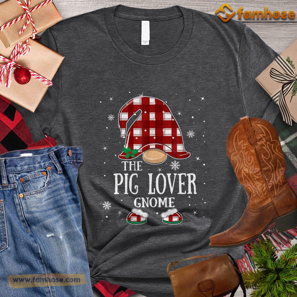 Christmas Pig T-shirt, The Pig Lover Gnome Christmas Gift For Pig Lovers, Pig Farm, Pig Tees