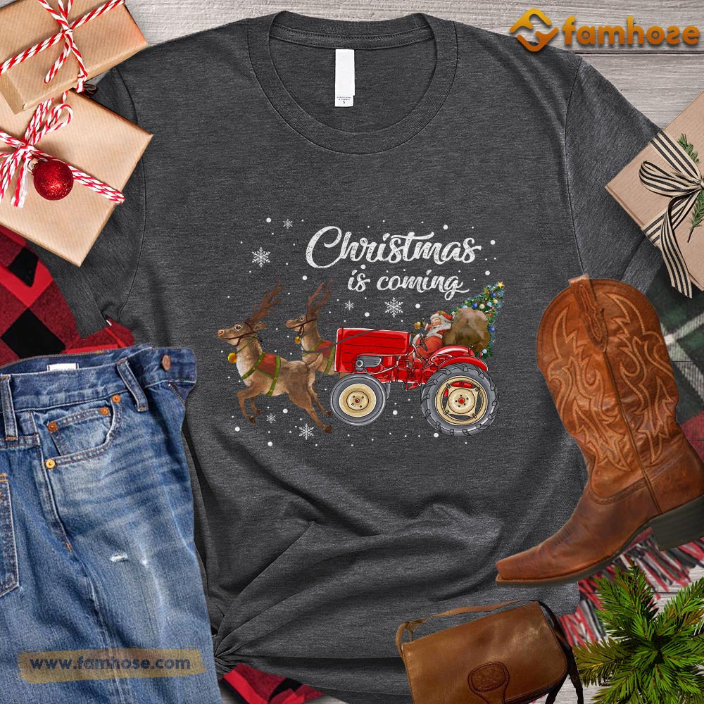 Christmas Tractor T-shirt, Chirtsmas Is Coming Christmas Gift For Tractor Lovers, Tractor Farm, Tractor Tees