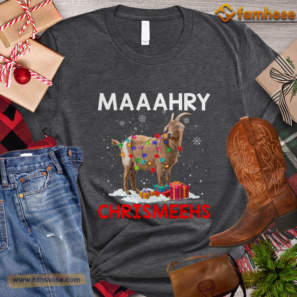 Christmas Goat T-shirt, Maahry Chrismeehs Christmas Gift For Goat Lovers, Goat Farm, Goat Tees