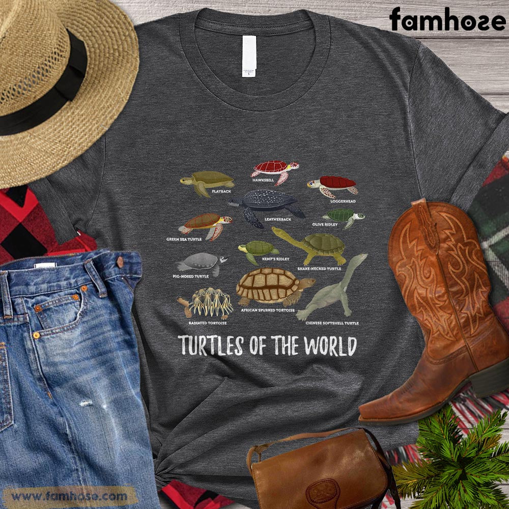 Turtle T-shirt, Turtles Of The World Gift For Turtle Lovers, Turtle Owners