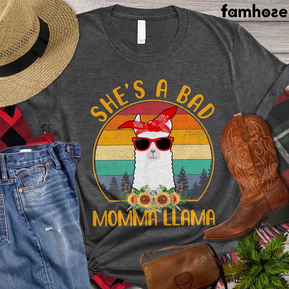 Funny Farm Llama T-shirt, She Is A Bad Momma Llama Shirt, Farming Lover Gift, Farm Tees