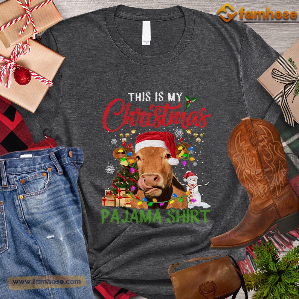 Christmas Cow T-shirt, This Is My Christmas Pajama Shirt Christmas Gift For Cow Lovers, Cow Farm, Cow Tees