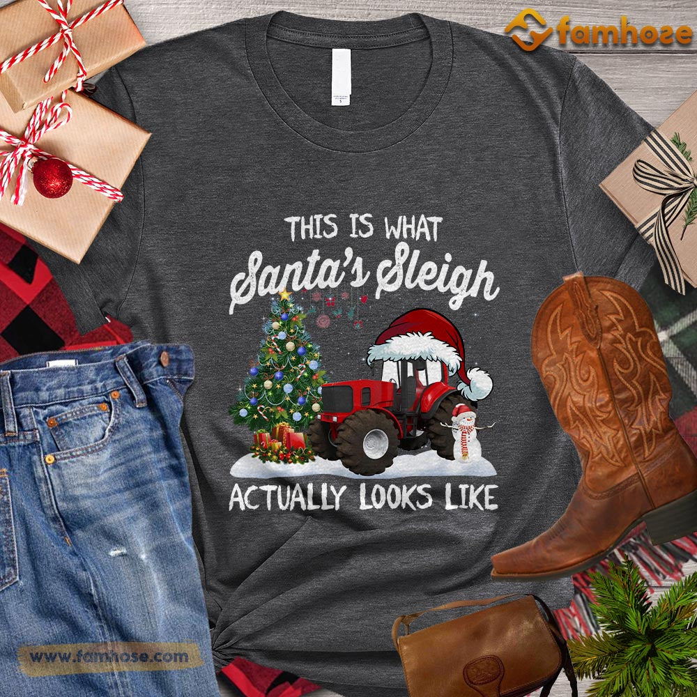 Christmas Red Tractor T-shirt, This Is What Santa's Sleigh Look Like Christmas Gift For Tractor Lovers, Tractor Farm, Tractor Tees