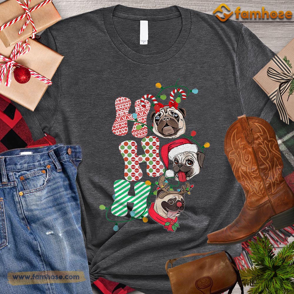 Christmas Dog T-shirt, Ho Ho Ho Dog Reindeer ELF Santa Hat Gift For Dog Lovers, Dog Owners, Dog Tees