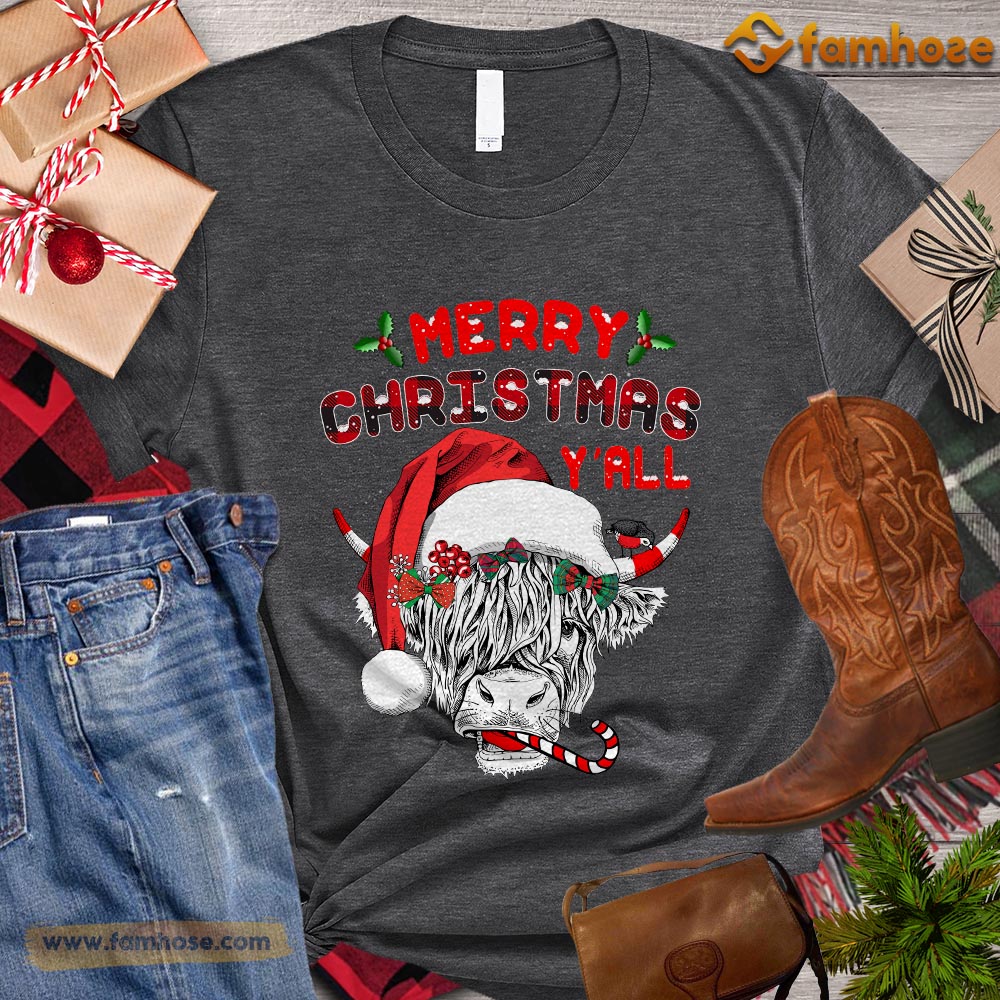 Christmas Cow T-shirt, Merry Christmas Gift For Cow Lovers, Cow Farm, Cow Tees