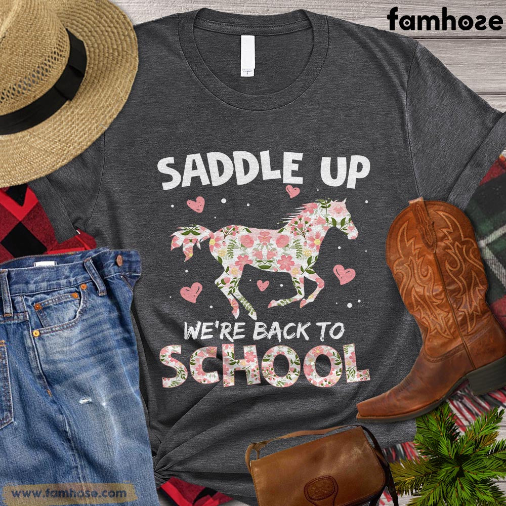 Back To School Horse T-shirt, Saddle Up We're Back To School, Gift For Horse Lovers, Horse Kids Tees, Horse Shirt