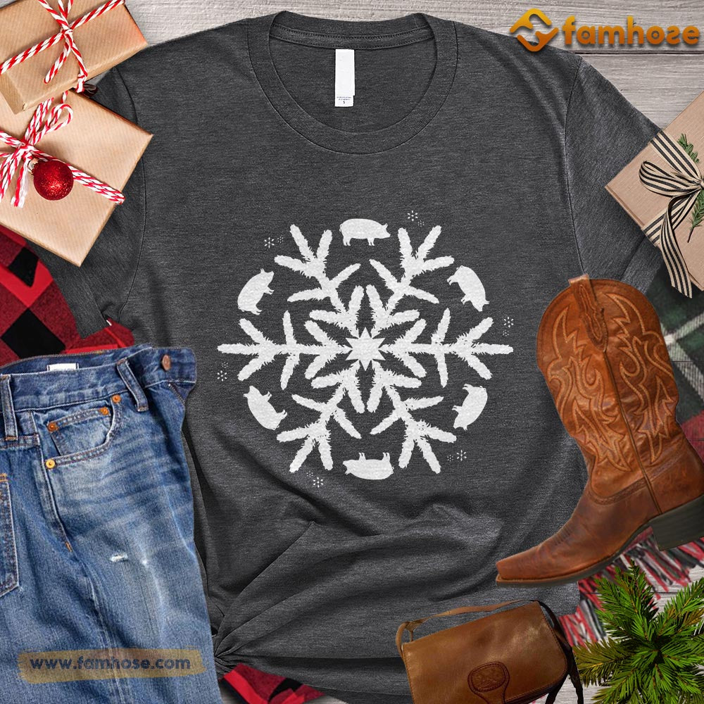 Christmas Pig T-shirt, Pigs Arrange Snowflake Christmas Gift For Pig Lovers, Pig Farm, Pig Tees