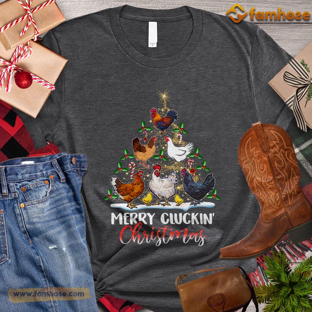 Christmas Chicken T-shirt, Merry Cluckin Christmas Chicken Arrange Christmas Tree Gift For Chicken Lovers, Chicken Farm, Chicken Tees