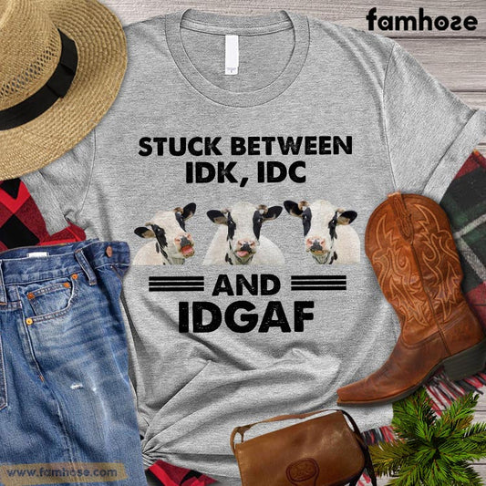 Funny Goat T-shirt, Stuck Between IDK IDC And IDGAF, Goat Lover Gift, Farming Lover Gift, Farmer Tees