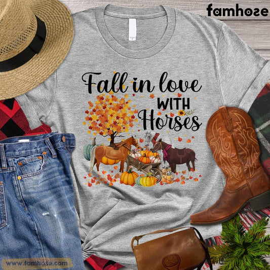 Thanksgiving Horse T-shirt, Fall In Love With Horses, Horse Lovers Gift, Horse Tees, Horse Shirt