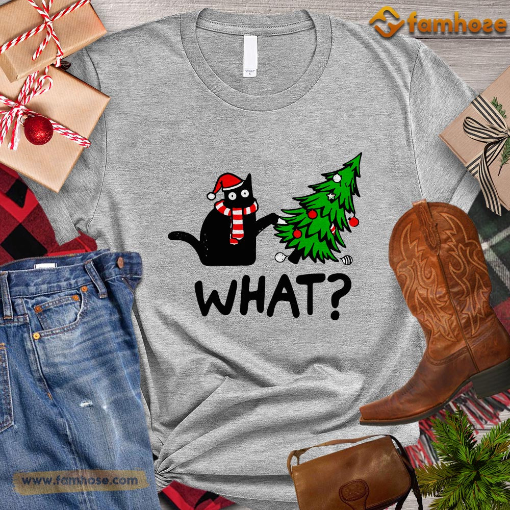 Christmas Cat T-shirt, Black Cat With Christmas Tree What Gift For Cat Lovers, Cat Owners, Cat Tees