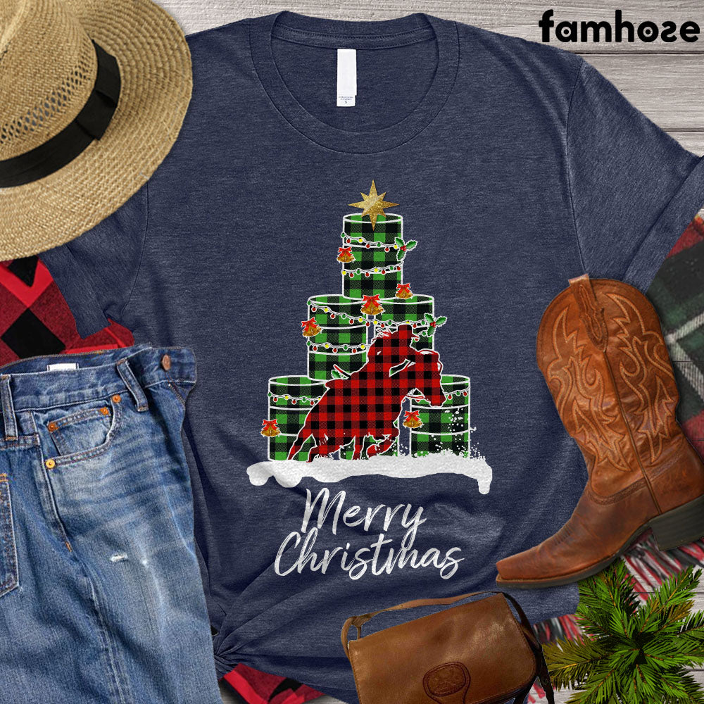 Barrel Racing T-shirt, Merry Christmas Barrel Racing Shirt, Barrel Racing Lover Gift, Barrel Racing Tees