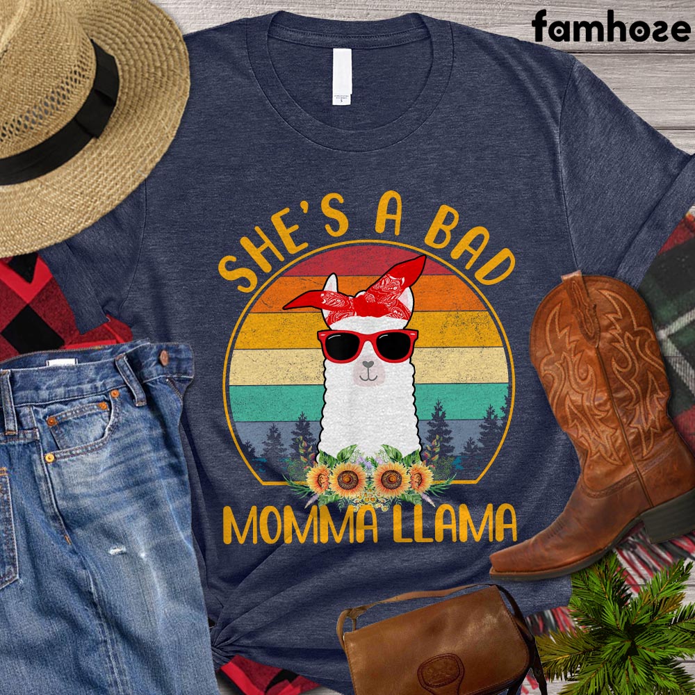 Funny Farm Llama T-shirt, She Is A Bad Momma Llama Shirt, Farming Lover Gift, Farm Tees