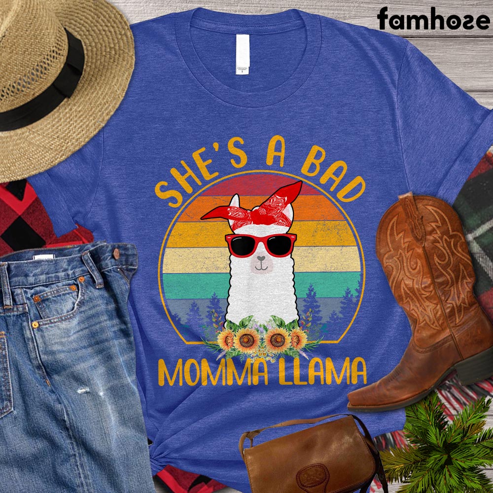 Funny Farm Llama T-shirt, She Is A Bad Momma Llama Shirt, Farming Lover Gift, Farm Tees