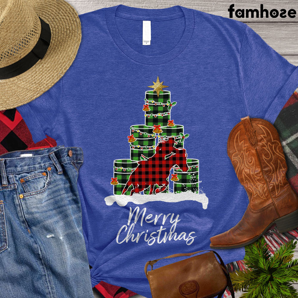 Barrel Racing T-shirt, Merry Christmas Barrel Racing Shirt, Barrel Racing Lover Gift, Barrel Racing Tees