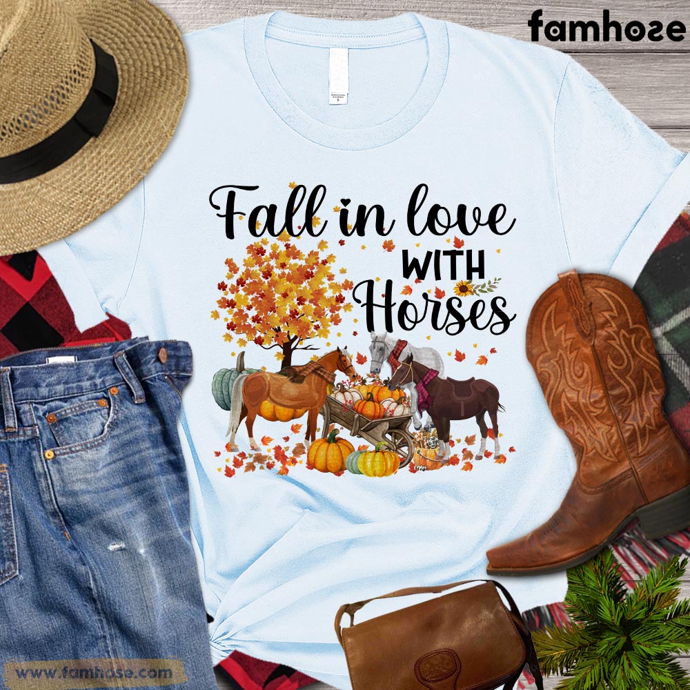 Thanksgiving Horse T-shirt, Fall In Love With Horses, Horse Lovers Gift, Horse Tees, Horse Shirt