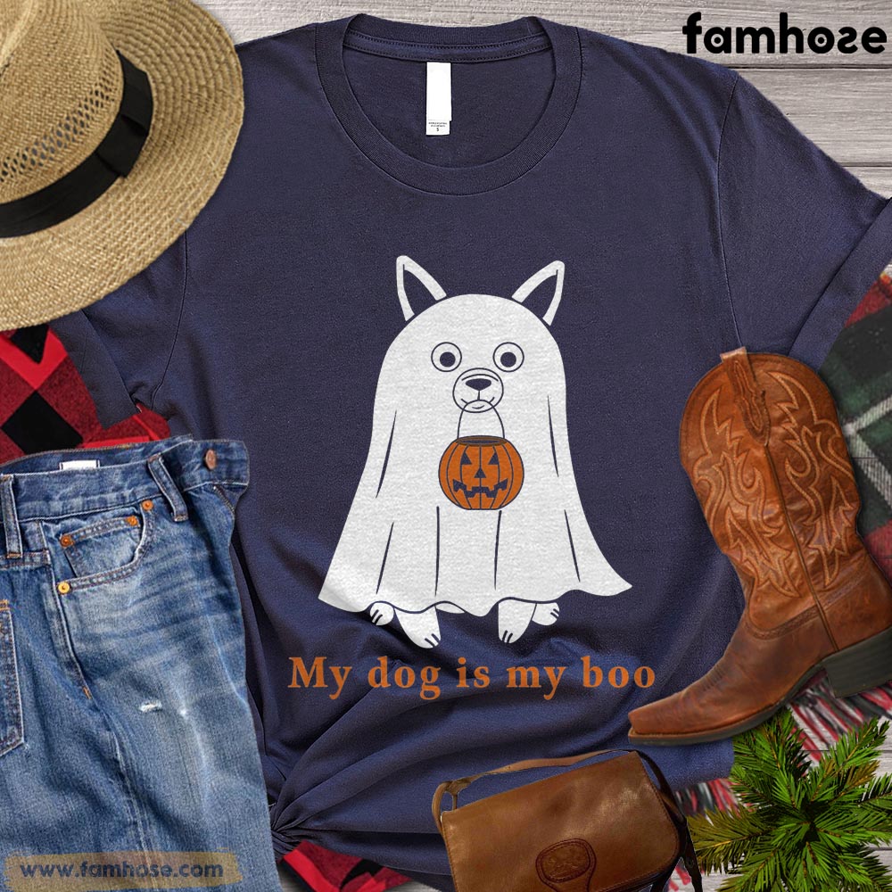 Halloween Dog T-shirt, My Dog Is My Boo Gift For Dog Lovers, Dog Owners, Dog Tees