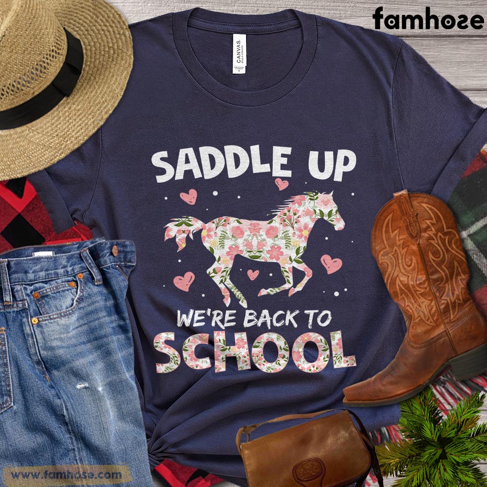 Back To School Horse T-shirt, Saddle Up We're Back To School, Gift For Horse Lovers, Horse Kids Tees, Horse Shirt