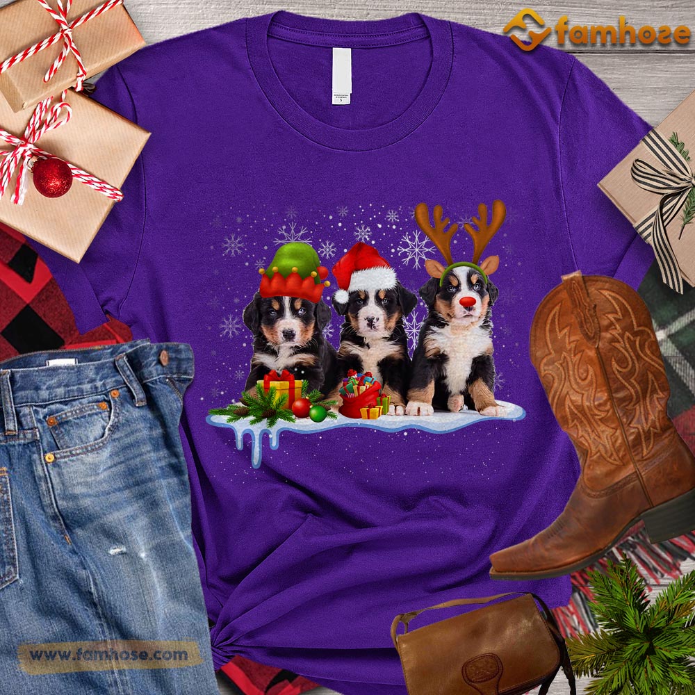 Cute Christmas Dog T-shirt, Dog With Santa Hat ELF Reindeer Gift For Dog Lovers, Dog Owners, Dog Tees