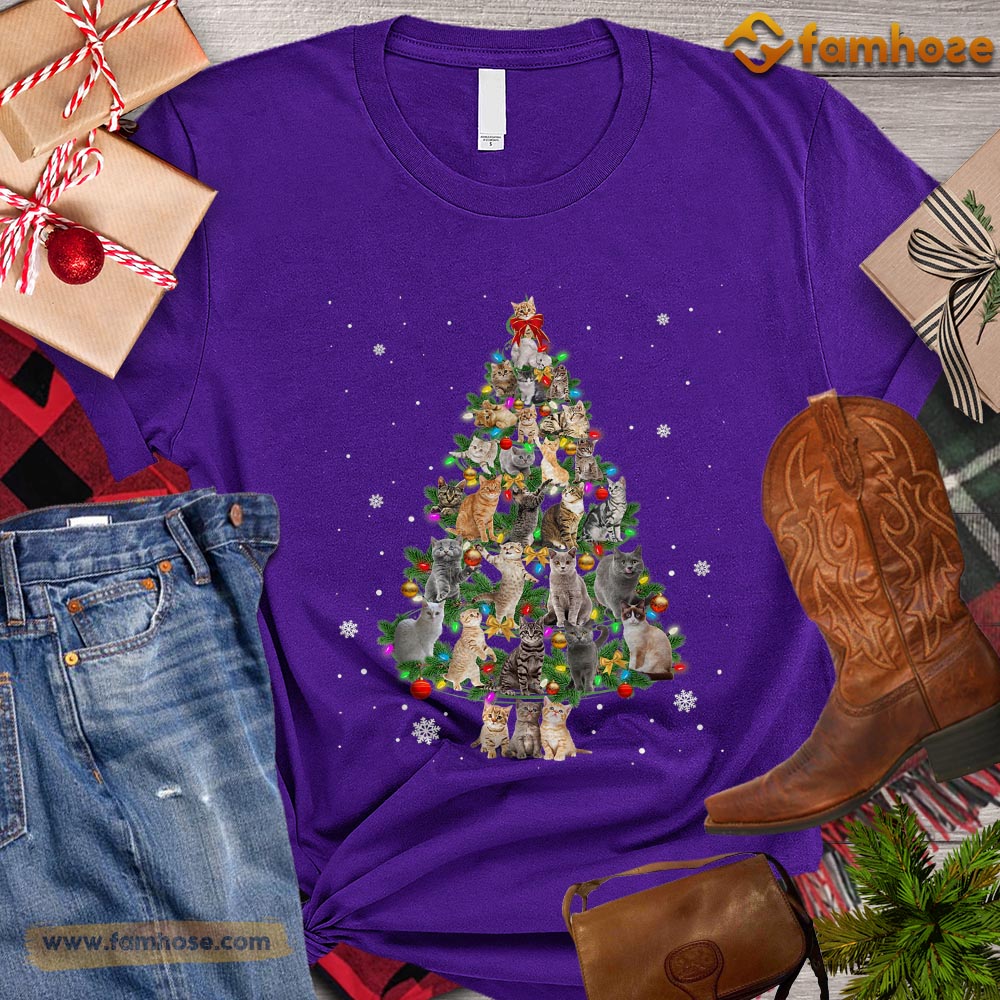 Christmas Cat T-shirt, Cats Arrange Christmas Tree Gift For Cat Lovers, Cat Owners, Cat Tees