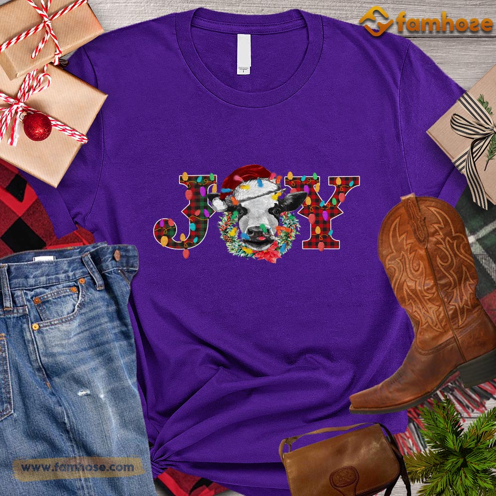 Christmas Cow T-shirt, Joy Cow Christmas Gift For Cow Lovers, Cow Farm, Cow Tees