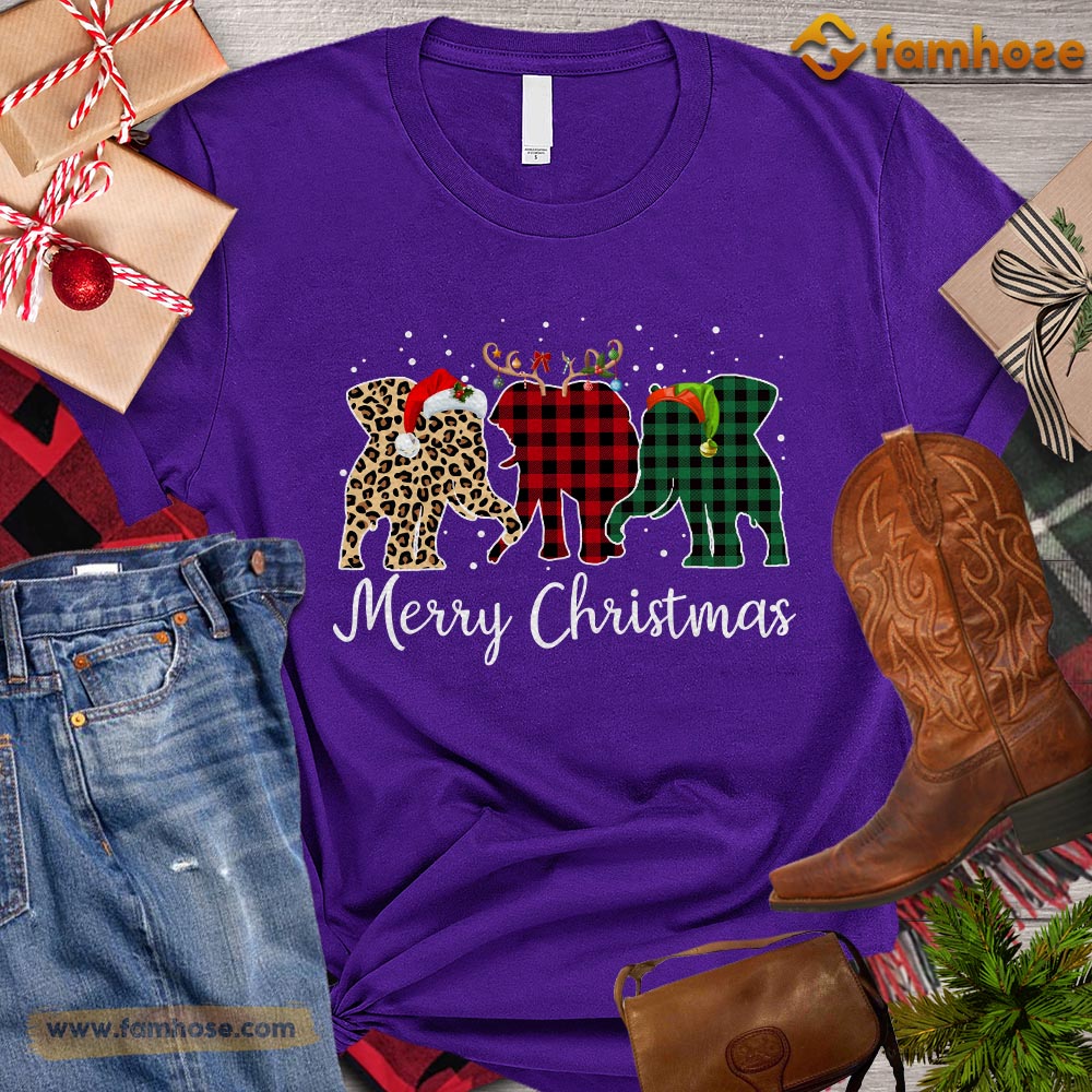 Christmas Elephant T-shirt, Merry Christmas Elephant ELF Leopard Reindeer Gift For Elephant Lovers, Elephant Farmers