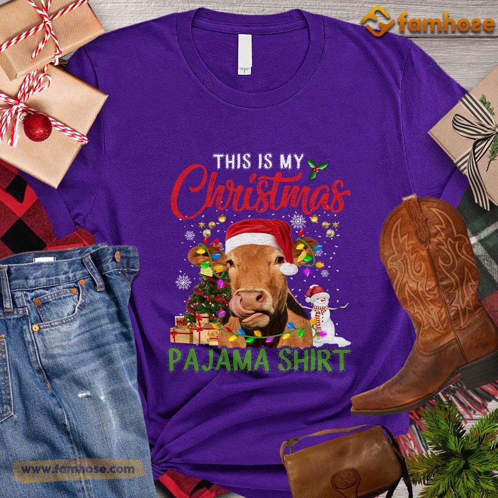 Christmas Cow T-shirt, This Is My Christmas Pajama Shirt Christmas Gift For Cow Lovers, Cow Farm, Cow Tees