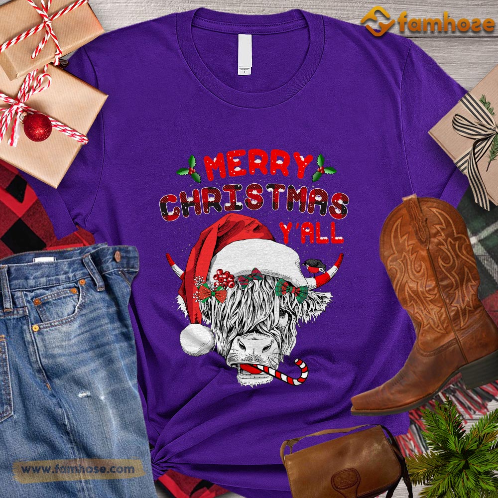 Christmas Cow T-shirt, Merry Christmas Gift For Cow Lovers, Cow Farm, Cow Tees