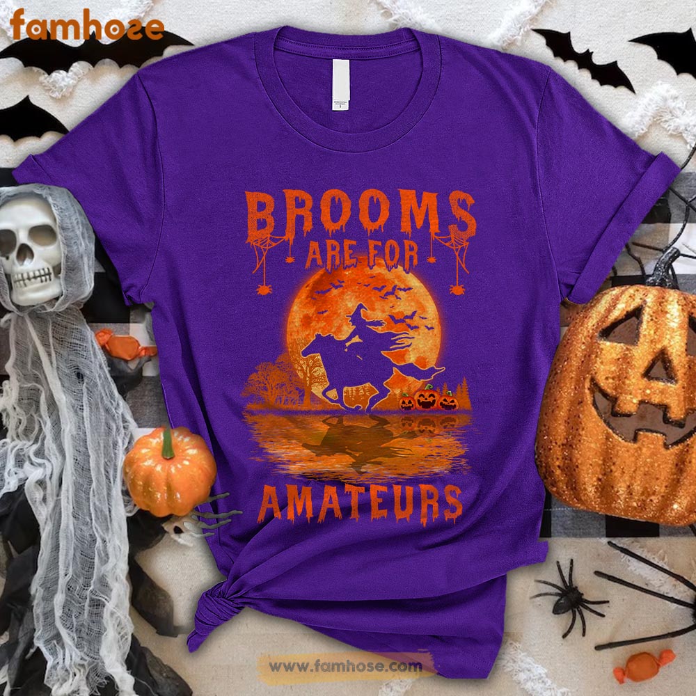 Cool Horse Riding Halloween T-shirt, Brooms Are For Amateurs Halloween Gift For Horse Lovers, Horse Riders, Equestrians