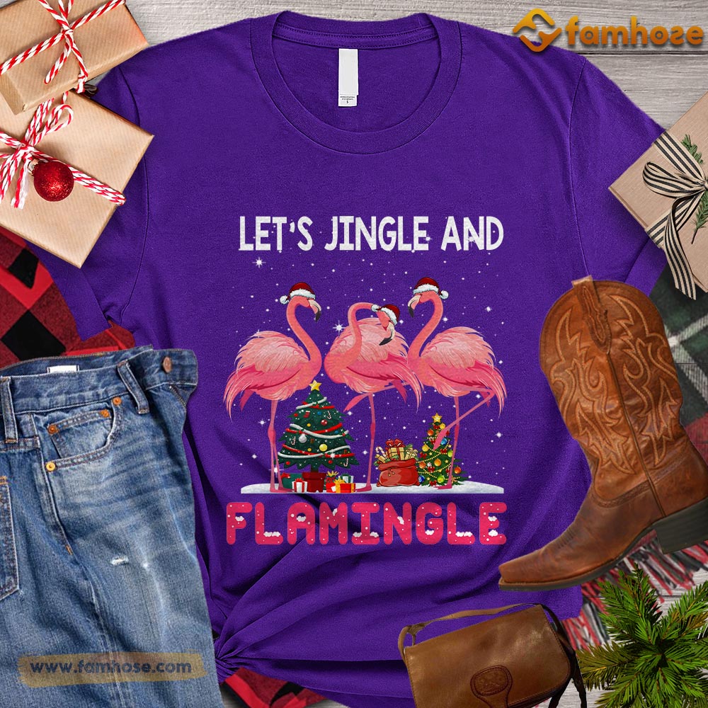 Christmas Flamingo T-shirt, Let's Jingle And Flamingle Christmas Gift For Flamingo Lover, Flamingo Owners, Flamingo Tees