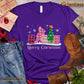 Christmas Barrel Racing T-shirt, Merry Christmas Pink Barrel With Christmas Tree Gift For Barrel Racing Lovers, Horse Riders, Equestrians