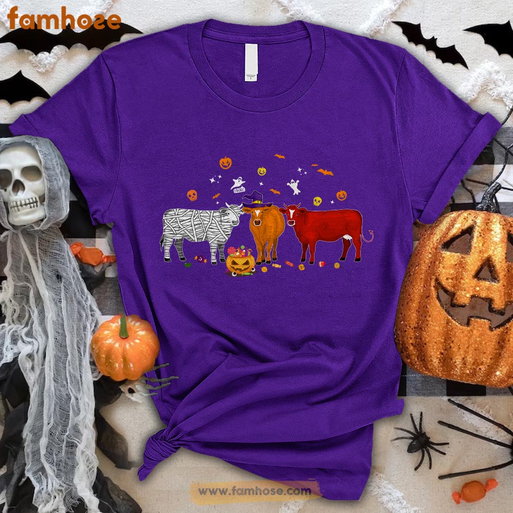 Cow Halloween T-shirt, Cow Costume Santa Halloween Gift For Cow Lovers, Cow Farmer