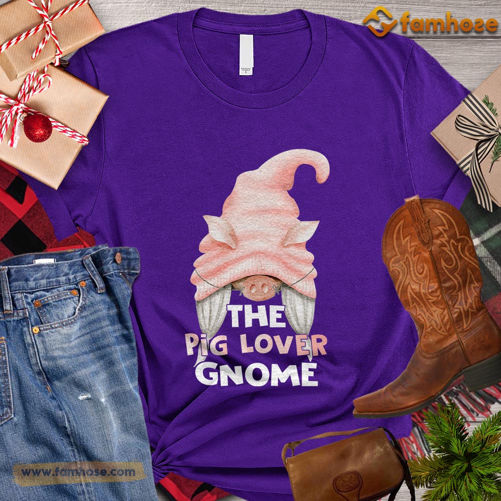 Christmas Pig T-shirt, The Pig Lover Gnome Christmas Gift Pig Lovers, Pig Farm, Pig Tees