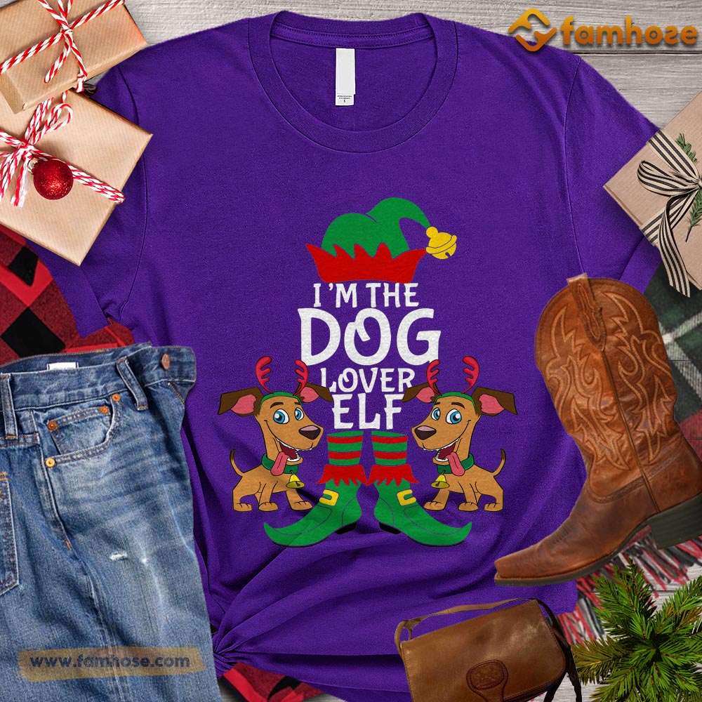 Christmas Dog T-shirt, The Dog Lover ELF Gift For Dog Lovers, Dog Owners, Dog Tees