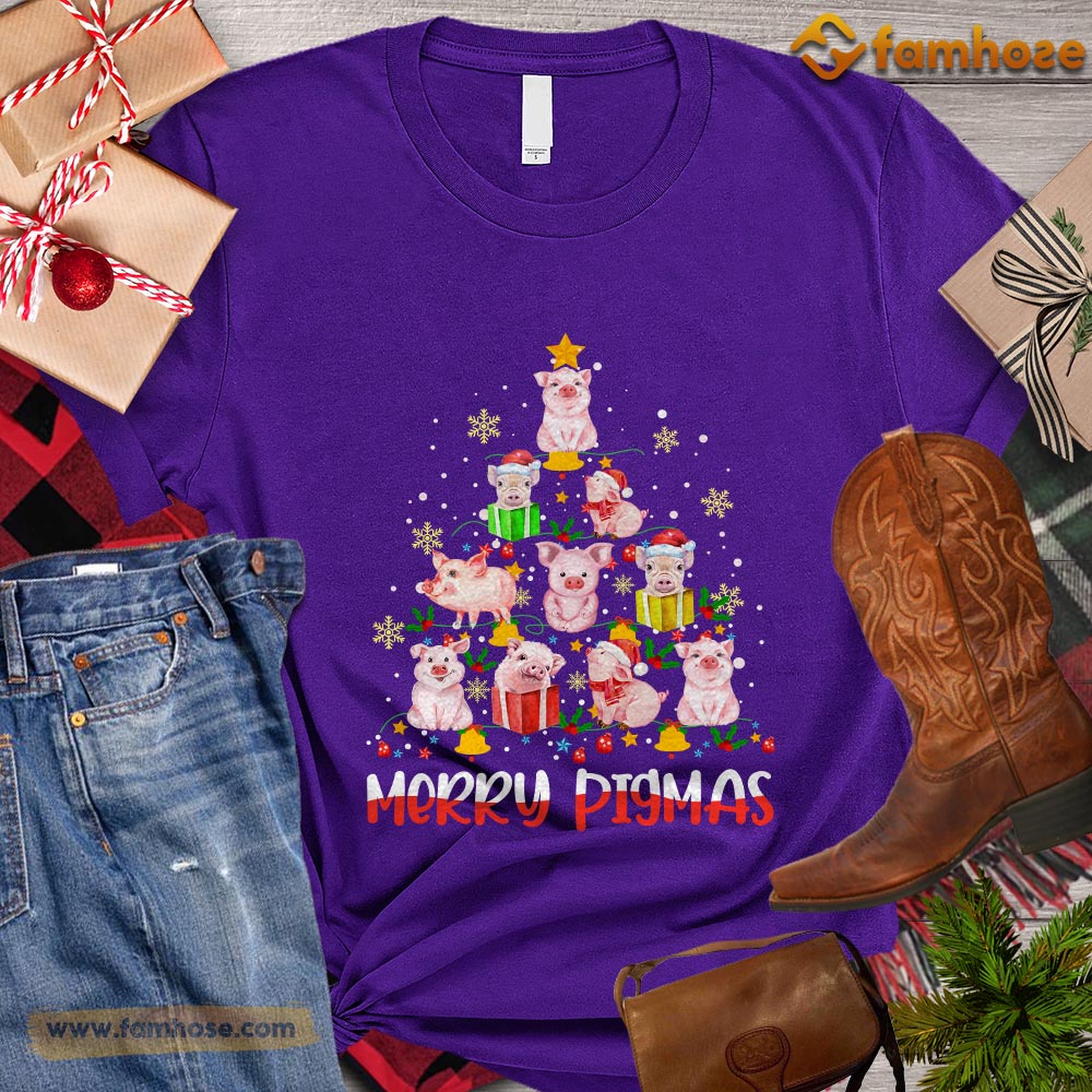 Christmas Pig T-shirt, Merry Pigmas Chrismas Tree Christmas Gift For Pig Lovers, Pig Farm, Pig Tees