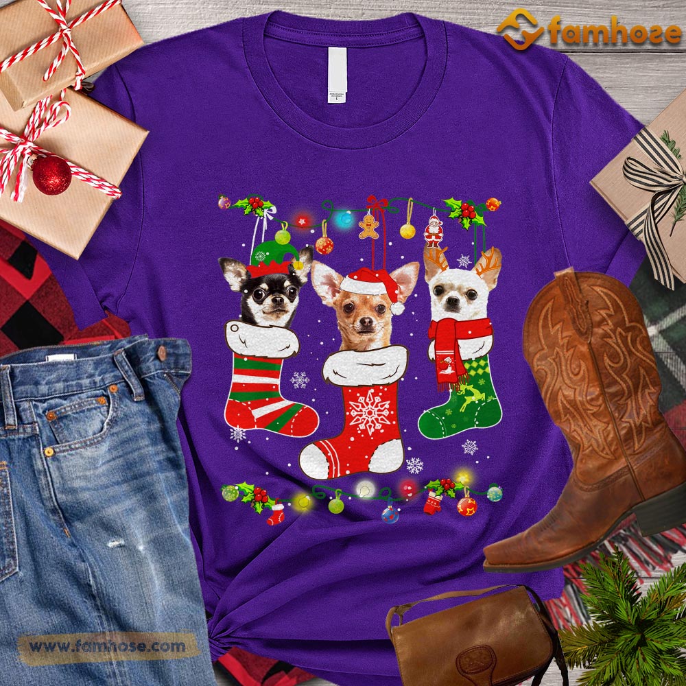 Cute Christmas Dog T shirt Dogs In The Sock Gift For Dog Lovers Dog Famhose