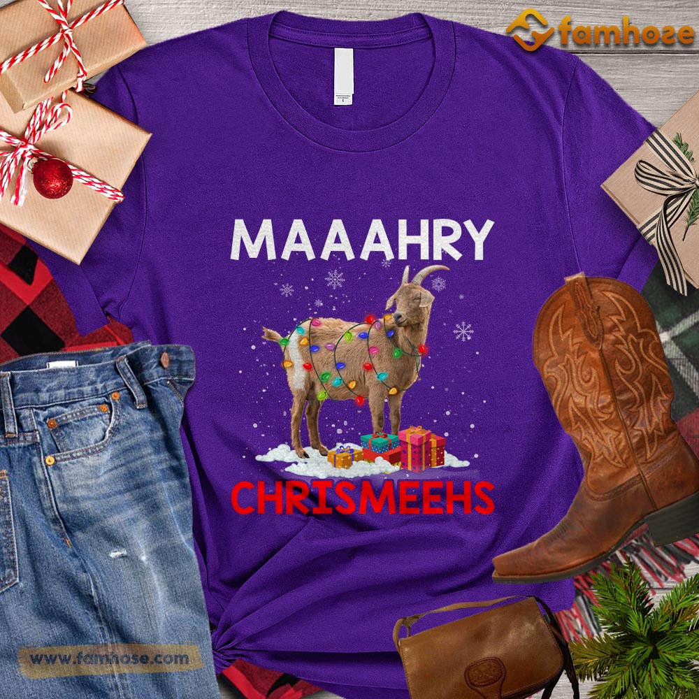 Christmas Goat T-shirt, Maahry Chrismeehs Christmas Gift For Goat Lovers, Goat Farm, Goat Tees