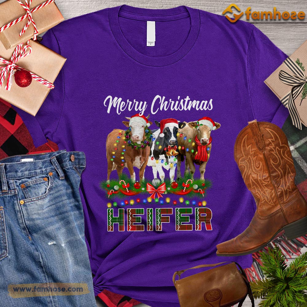 Christmas Cow T-shirt, Merry Christmas Heifers Christmas Gift For Cow Lovers, Cow Farm, Cow Tees