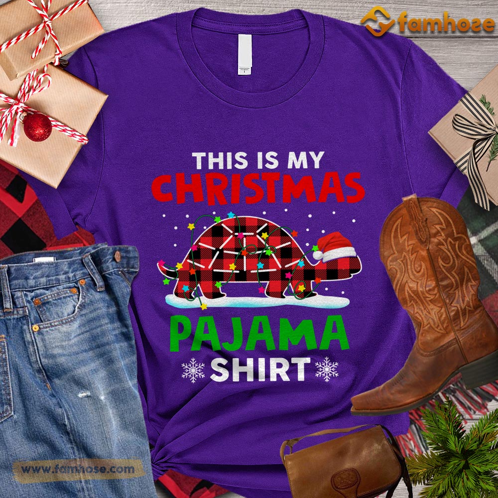 Christmas Turtle T-shirt, This Is My Christmas Pajama Shirt Turtle With Santa Hat Gift For Turtle Lovers, Turtle Owners