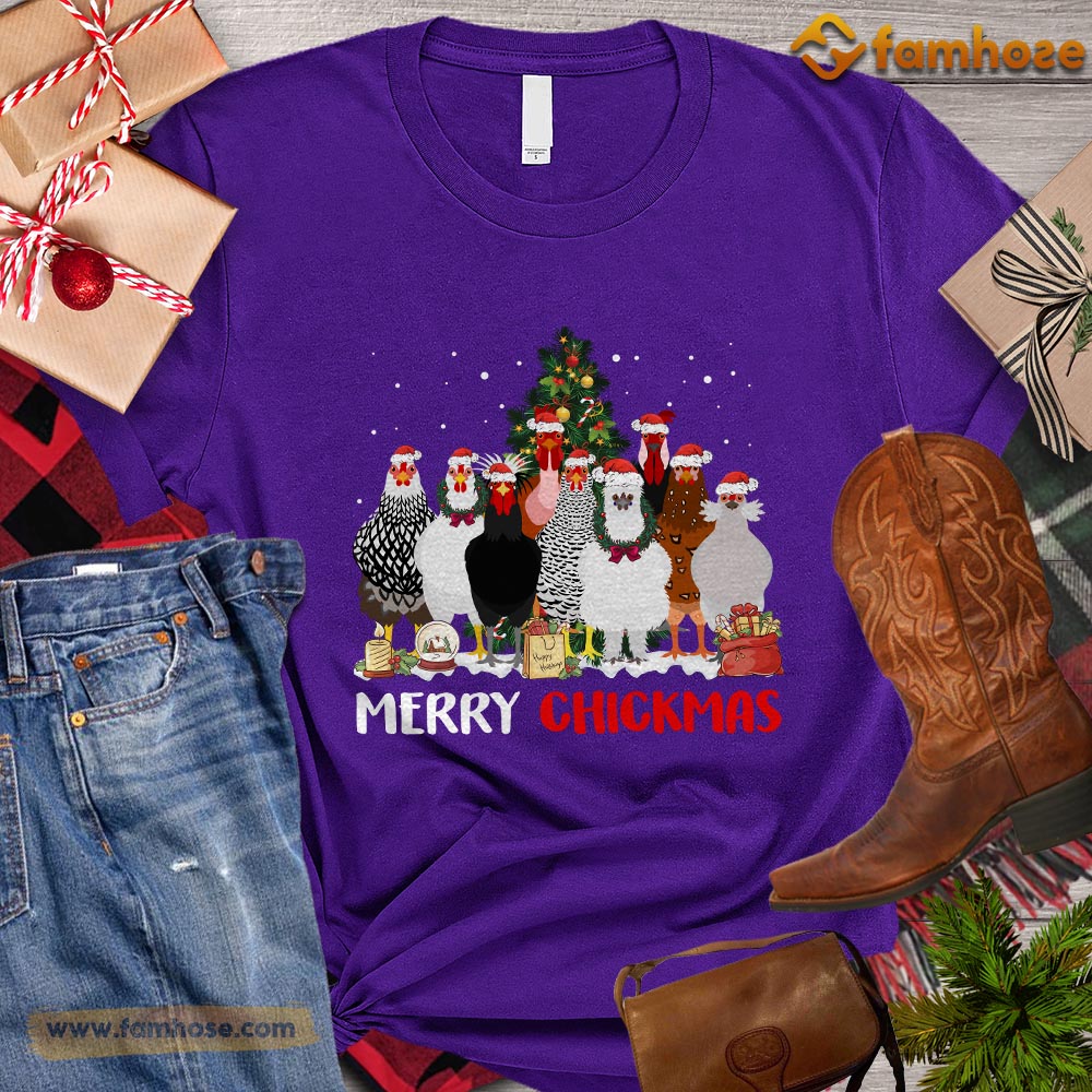 Christmas Chicken T-shirt, Merry Chickmas Chickens Santa Hats Christmas Gift For Chicken Lovers, Chicken Farm, Chicken Tees