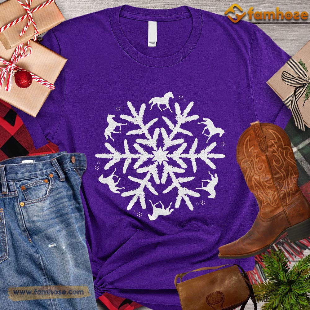 Christmas Horse T-shirt, Horses Arrange Snowflake Christmas Gift For Horse Lovers, Horse Farm, Horse Tees