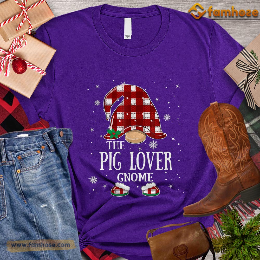 Christmas Pig T-shirt, The Pig Lover Gnome Christmas Gift For Pig Lovers, Pig Farm, Pig Tees