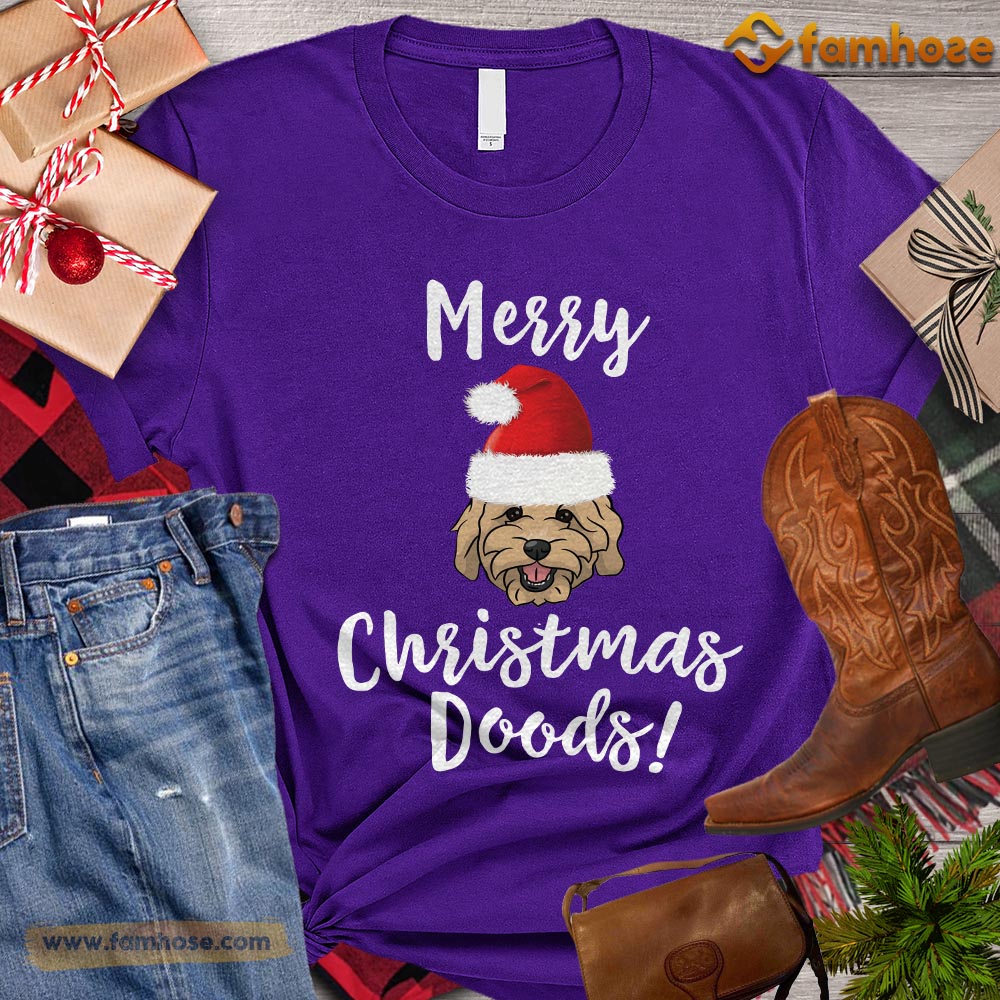 Christmas Dog T-shirt, Merry Christmas Doods With Santa Hat Gift For Dog Lovers, Dog Owners, Dog Tees