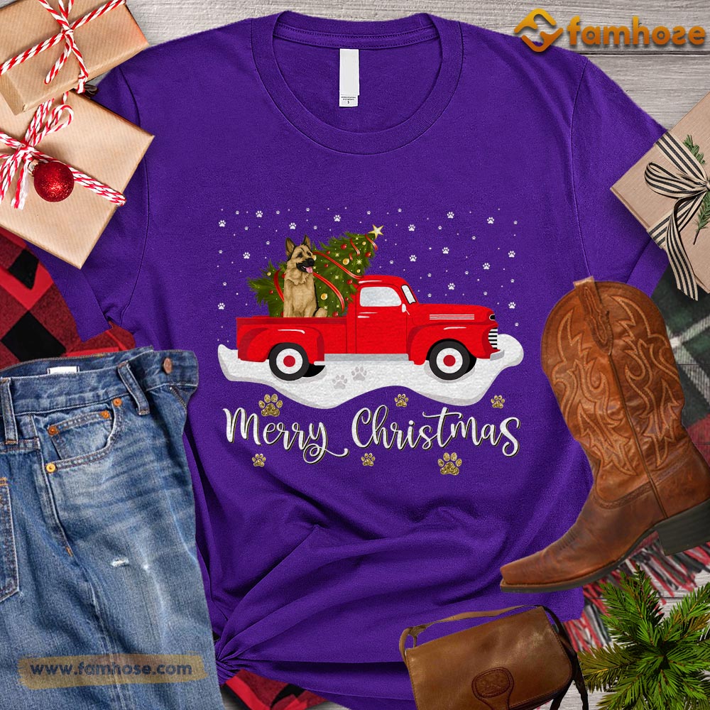 Christmas Dog T-shirt, Merry Christmas Dog On A Tractor Gift For Dog Lovers, Dog Owners, Dog Tees