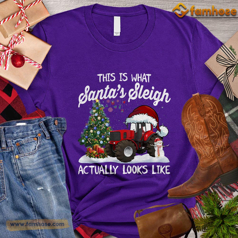 Christmas Red Tractor T-shirt, This Is What Santa's Sleigh Look Like Christmas Gift For Tractor Lovers, Tractor Farm, Tractor Tees