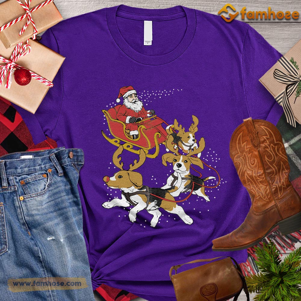 Cute Christmas Dog T-shirt, Dogs Pull Santa Claus Gift For Dog Lovers, Dog Owners, Dog Tees