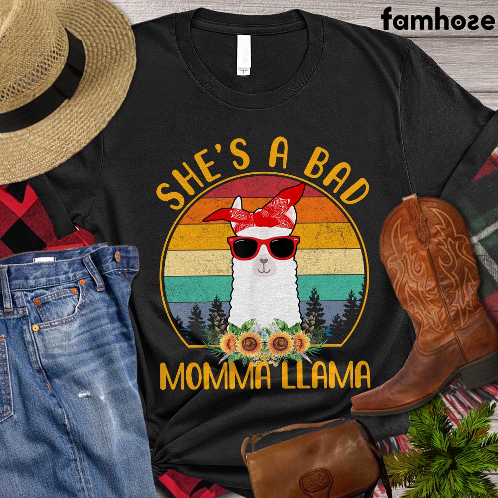 Funny Farm Llama T-shirt, She Is A Bad Momma Llama Shirt, Farming Lover Gift, Farm Tees